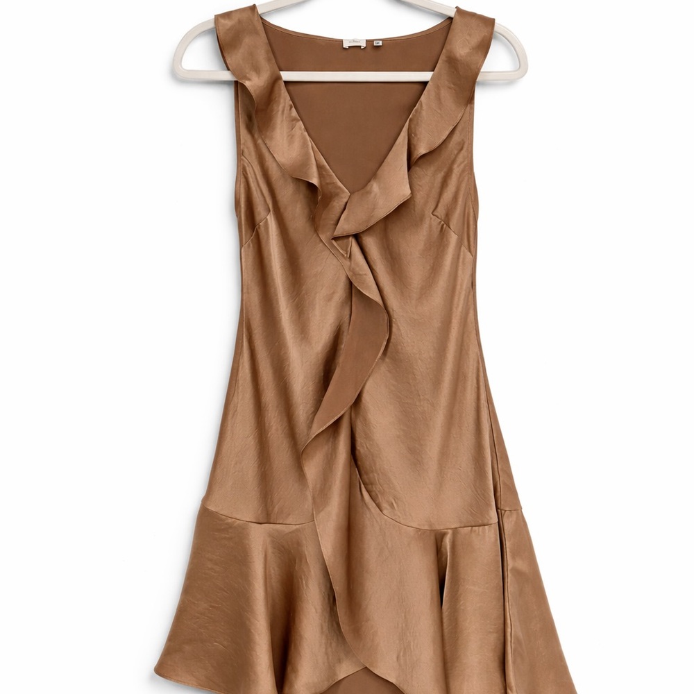 Aritzia Wilfred Mini Dress in Liquid Gold, size M (fits US 4-6 best)